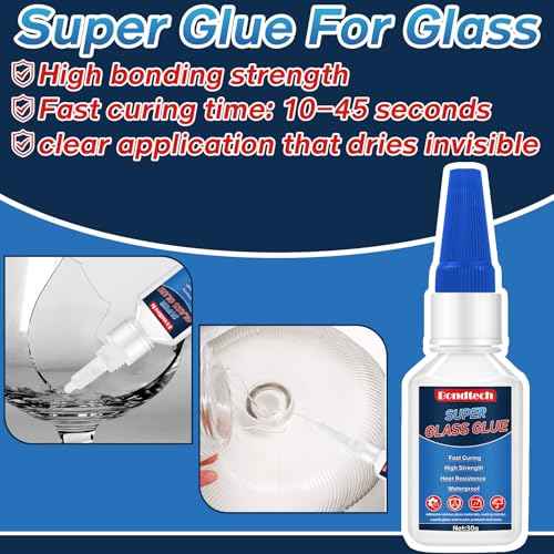 Glass Glue Clear Repair Heavy Duty 30 g, Super Glue for Glass with Anti-Clog Cap, for Acrylic, Mirror and More, Waterproof, Heat-Resistant