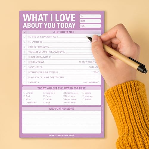 Knock Knock 6-Count What I Love about You Today Pads, Love Letter Paper Checklist Lunch Box Notes for Husband, 6 x 9-inches