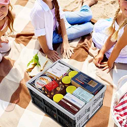 34 L Plastic Stackable Collapsible Crate, 4 Packs