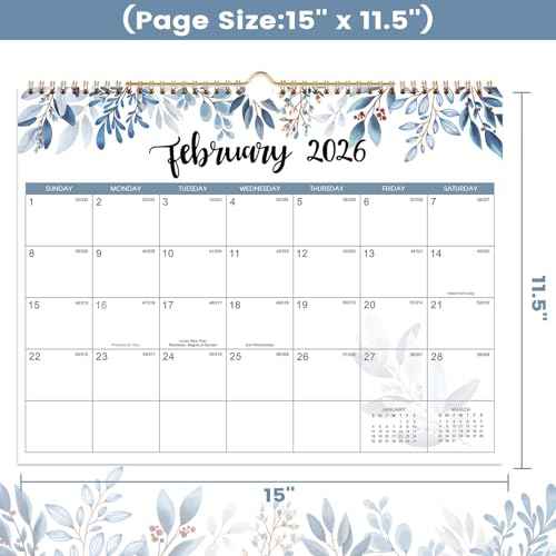 2026 Calendar - 2026 Wall Calendar 12 Month from Jan. 2026 to Dec. 2026, 14.8'' x 11.5'', 2026 Monthly Calendar with Ample Blocks for Writing, Calendar 2026