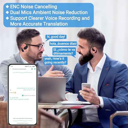 Translation Earbuds Real Time- Souroyea 150 Languages Two-Way AI Translator Open Ear Headphones Device, ENC Noise Cancelling & 10H Playtime for Travel Tour Guide, Business Meeting & School (Blue)