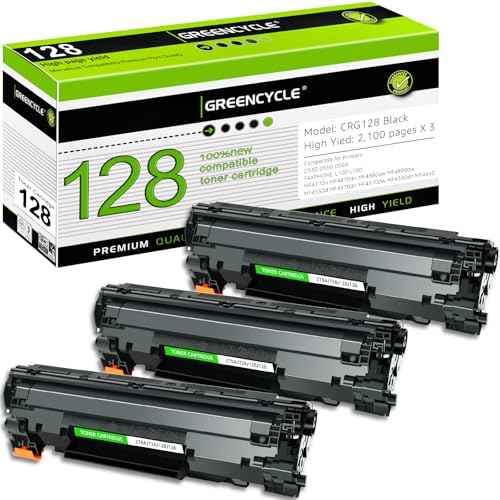 greencycle CRG128 Compatible Toner Cartridge Replacement for Canon 128 CRG-128 Work with ImageCLASS D530 D550 MF4770N MF4890DW MF4880DW LBP6230DW MF4450 MF4570DN L100 L190 Printer (Black, 3-Pack)