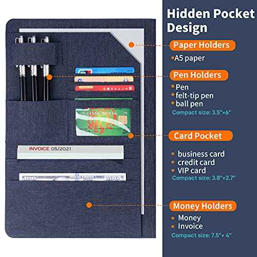 Trifold Planner Cover for Rocketbook Smart Notebook | Fits Letter Size/A4/8.5x11 Inch | Waterproof Portfolio Organizer with File Storage & Accessory Protection (Blue)