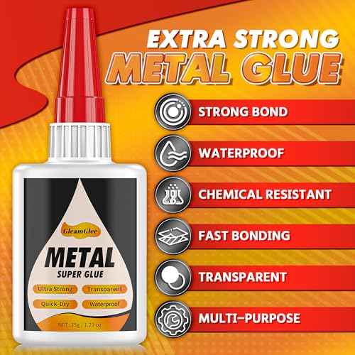 Super Glue for Metal and Stainless Steel 35g - Ultra Strong, Heavy Duty Waterproof, Heat Resistant, Quick-Dry, Clear Glue for Strong Bonding Between Metals, Other Materials, Jewelry Making