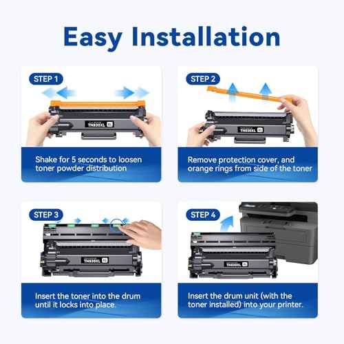 Compatible TN830XL Toner Cartridge High Yield Replacement for Brother TN830 TN-830 TN830 XL TN-830XL use with HL-L2460DW DCP-L2640DW HL-L2405W MFC-L2820DW HL-L2480DW Printer (2 Black)