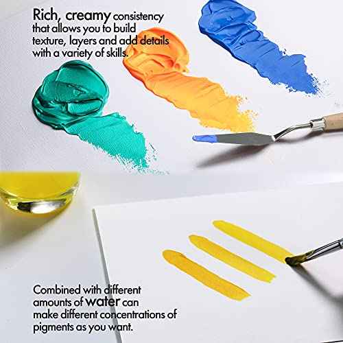 ARTIFY Heavy Body 48 Colors Acrylic Paint Set, 48 Colors with 15 Pieces Synthetic Brushes Set, Includes Bonus Sponge, Palette and Knife for Beginners