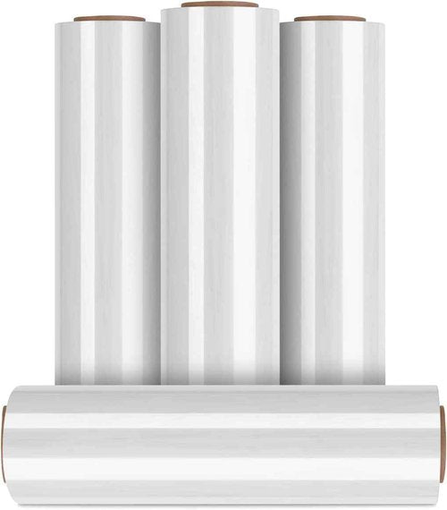 Plastic Prince 18" x 1500 ft 80 Gauge 4 Rolls Pallet Hand Shrink Wrap Stretch Wrap High Quality 4 Pack