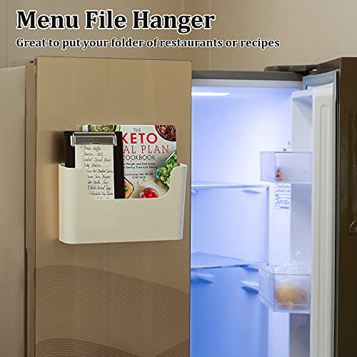 Cream White No Drilling Wall File Holder - Adhesive & Screw Mount Office Organizer