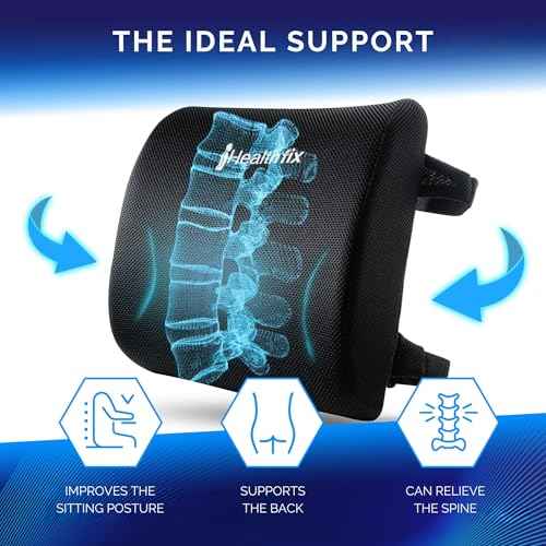 Healthfix¢ç Ergonomic Lumbar Support Pillow ? Expertly Designed in Germany ? Improves Posture & Relieves Back Pain ? Memory Foam Back Cushion for Office Chair & Couch - Medium (130?200 lbs)