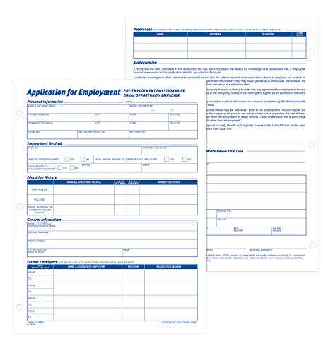 Adams 8.5x11 Applications for Employment Form – 50 Forms/Pack, 2 Pads, 3-Hole Punched (White, 9661)