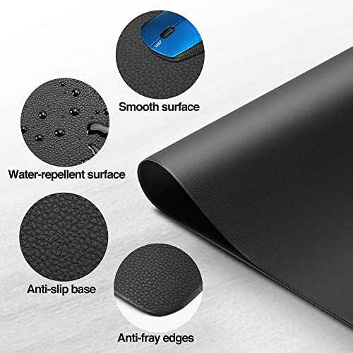 SIIG Extra Large Desk Mat on top of Desk Blotter Protector - 36" x 22" Vegan Leather Mouse Mat for Office, Home Office, Desktop Computer, Laptop, Keyboard and Mouse - Black