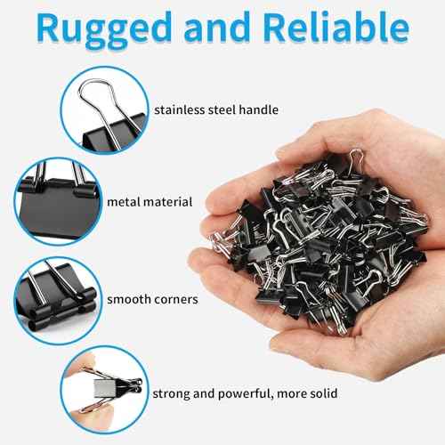 180Pcs Small Binder Clips, Mini Binder Clips, 0.63 in/15mm Clips Office Supplies, Paper Clamps, Binder Paper Clips for Office Supplies Home School Food DIY
