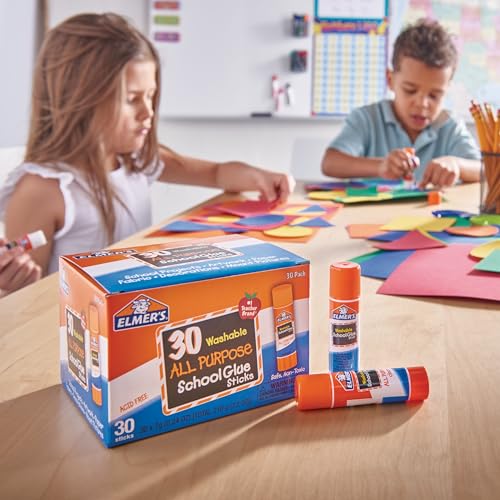 Elmer's All Purpose School Glue Sticks 30 Count, Washable & Acid-Free, 7g
