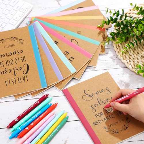 Maitys 80 Pcs Regalos Cristianos En Espa?ol Spanish Christian Gift Regalos Para Religious Notebook Bible Verse Pen Thanksgiving Christmas Appreciation Gift for Women Men Church Sunday School (Bright)