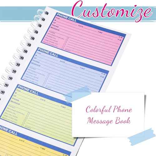 Sinmoe 10pcs Spiral Bound Phone Message Book with Carbon Copy 5-1/2" x 11" 2 Part Colorful Carbonless Telephone Message Pads Duplicate Spiral Phone Call Log Book for Business Office (Rose Red,Blue)
