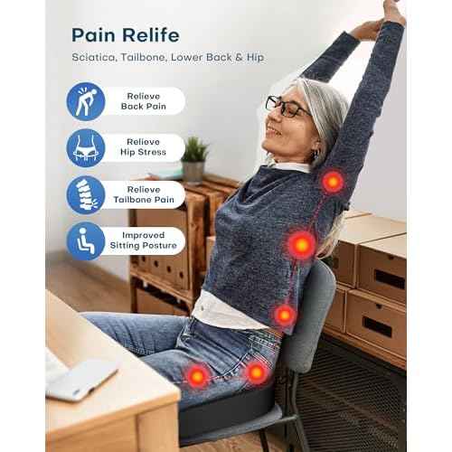 Feagar Memory Foam Seat Cushion for Office Chairs Desk, Gaming Chair Pad Tailbone Comfort Support Mesh Cover Dense Hip Sciatica Car Seat Cushion for Long Sitting Black
