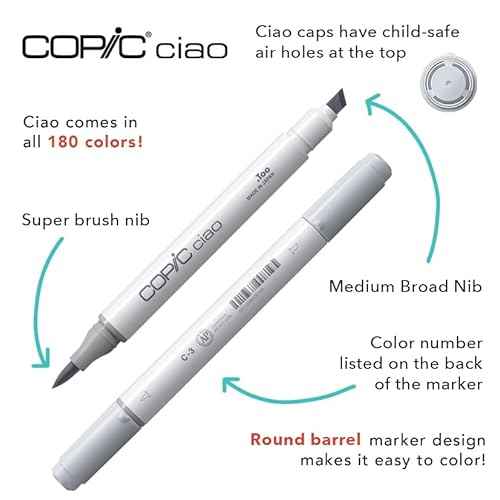 Copic Markers 22075312 IB12 Ciao Markers Basic Set, 12-Piece