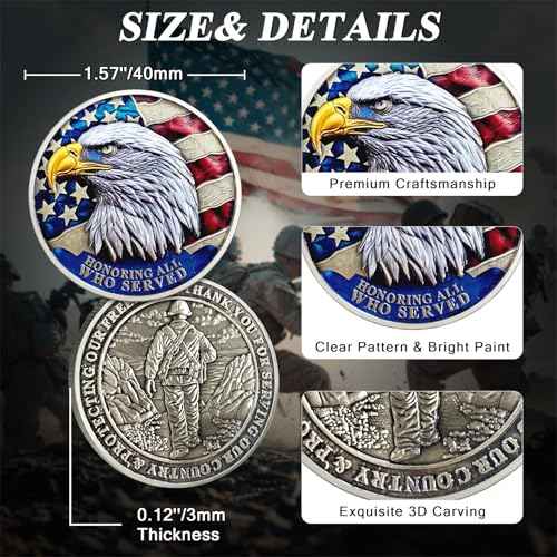 Military Challenge Coins - 24 Pcs Veteran Challenge Coin Hank You for Your Service Military Coins Veteran Bulk Thank You Coins Military Appreciation Coin Veterans Day Gifts