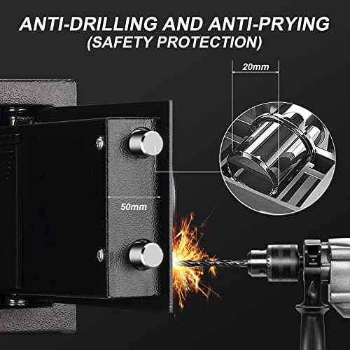 Tenamic Safe Box 0.4 Cuft Fireproof, Waterproof, Keypad Small Cabinet Lock Box, Solid Alloy Steel Office Hotel Home Mini Safe, Black
