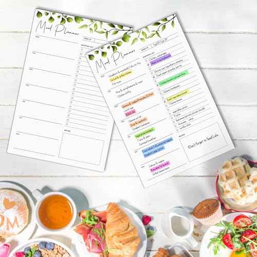 Joyberg 2 PCS Weekly Meal Planner Magnetic for Fridge 8.3x5.5¡±, Undated Weekly Meal Planner and Grocery List Tearable Shopping List, Magnetic Menu Planner for Fridge for Weekly Plan - 50 Pages/Book