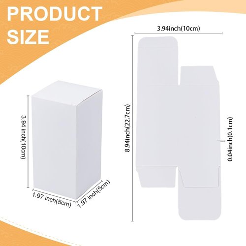 BENECREAT 50Pcs White Paper Gift Boxes - 2x2x4 Inch Rectangular Cardboard for Birthday & Valentine's Day Favors