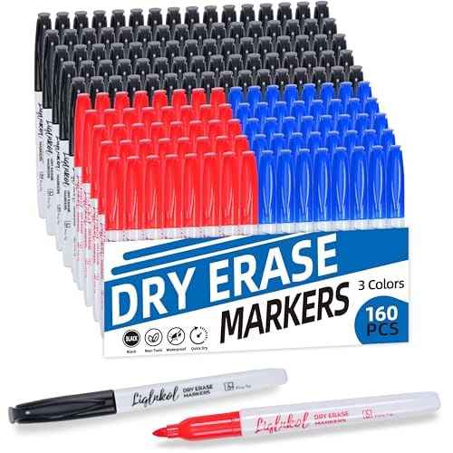 Dry Erase Markers Bulk 160 Pack 3 Assorted Colors, Fine Tip Whiteboard Markers for Home School and Office£¬Pens of 80 Black 40 Red and 40 Blue.