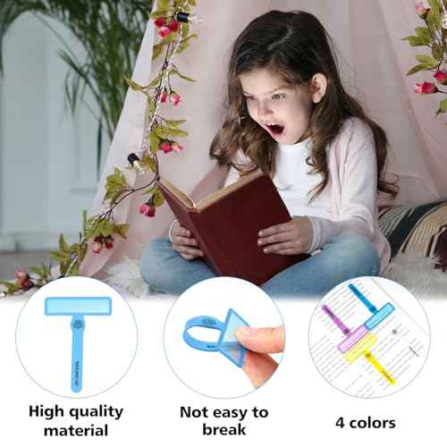 2 Pack Guided Reading Strips, Highlighter Dyslexia Tools for Kids, Colorful Text Overlays for Early Readers, ADHD Finger Trackers Highlight (12 PCS - 8 Wands and 4 Removable Rings)