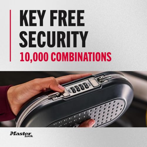 Master Lock Small Travel Safe with Cable Gray 9.8 x 5.5 x 2.6 Inches Combination Lock Box
