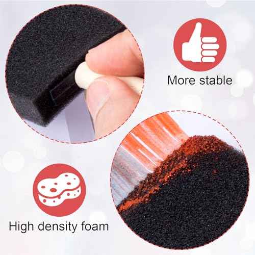 4 Pcs Foam Paint Brushes, 4 Sizes Wood Handle Sponge Paint Brush 1" 2" 3" 4" for Details, Staining, Varnishes, Large Area and DIY Craft Projects