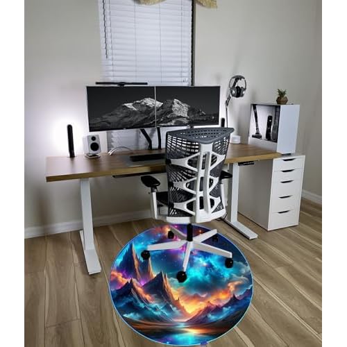 Gaming Chair Mat LED RGB Gaming Lights (Mountains 47¡±) - Noise Cancelling, Anti-Slip Gamer Floor Mat ? Scratch Resistant Computer Gaming Mat for Chair ? Office Chair Mat for Hardwood Floor