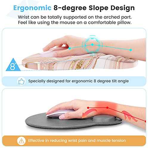 HAOCOO Keyboard Wrist Rest, Ergonomic Mouse Pad with Wrist Rest, 3 in 1 Keyboard and Mouse pad with Coaster Set, Memory Foam Wrist Support, Non-Slip PU Base for Home Office, Rose Gold Pink