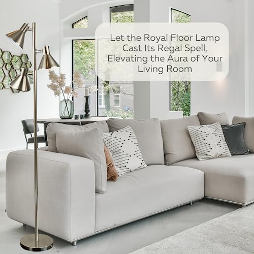 LIGHTACCENTS Tree Floor Lamp, Brushed Nickel - Modern Pole Lamp with 3 Adjustable Reading Lights - 64 inch Stand Lamp for Living Room, Bedroom, Dorm Room