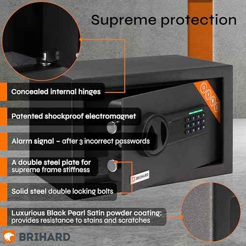 Home Electronic Safe 7.87"H x 12.2"W x 7.87"D, Money & Jewellery Lockable Box 0.39 Cubic Feet, Compact SafetyBox with Digital Keypad Lock LED Screen, Mini Safe Box for Home