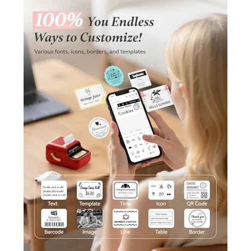 NIIMBOT B21 Label Printer,Bluetooth Thermal Label Maker,Ideal for Home Organization,Business,Ofice,50x30mm Labels,230Pcs(Red)