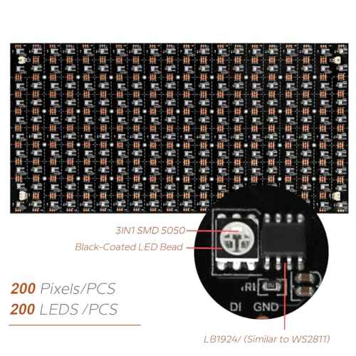 Scrolling LED Sign Programmable Flexible Panel, Cuttable 24V LB1924 (WS2811) RGB IC Individually Addressable Sheet Light Black Board for Backlighting and LED Advertising Sign (IP20, Black PCB)