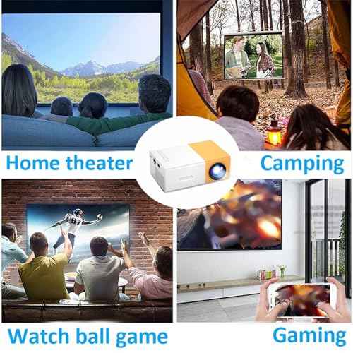 Mini Projector, 1080P Full HD Video Projector, Portable Outdoor Home Theater Movie Projector, Hifi Stereo Speakers, HDMI, USB, AV, Smartphone Tablet TV Sticks (US
