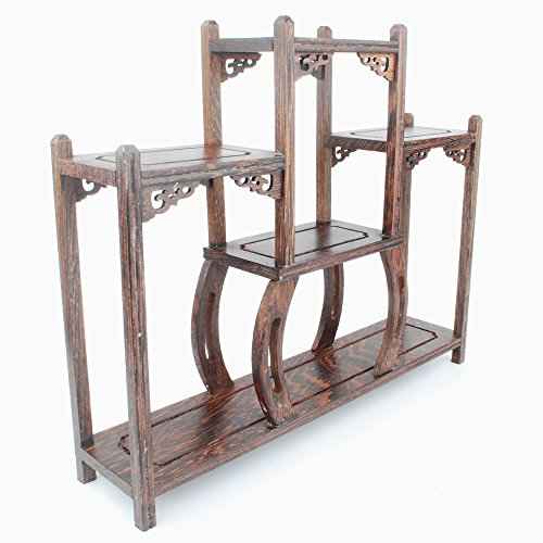 NWFashion Chinese Wooden Assemble Display Stand Symmetric Short Floor Curio Cabinets Shelf (3)
