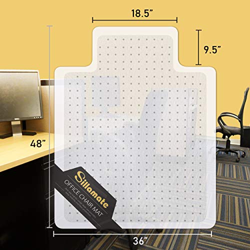 Sillamate 36x48 Inch Carpet Chair Mat with Lip, Heavy Duty, Eco-Friendly PVC