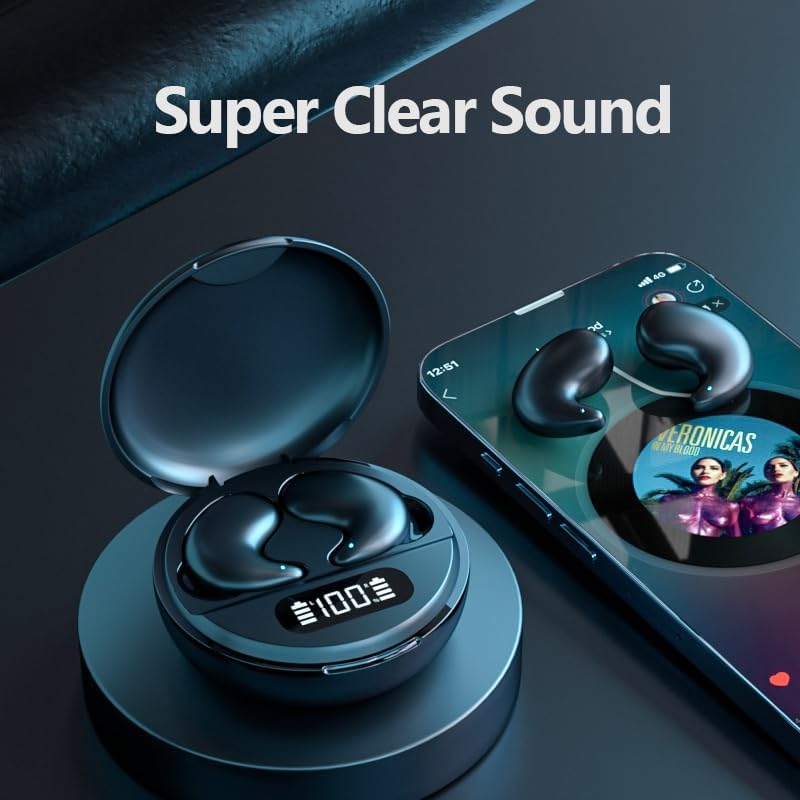 Skiennix Wireless Sleep Earbuds - Comfortable Mini Headphones for Side Sleepers | Noise Cancelling, IPX4 Waterproof, Bluetooth 5.3 (Black)