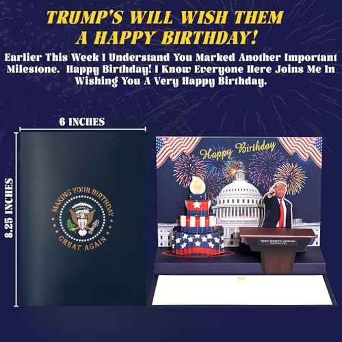Birthday Card, Talking Donald President Greeting Cards with Real Voice Message & Light for Men and Women, Parents, Couples(Birthday - White House)