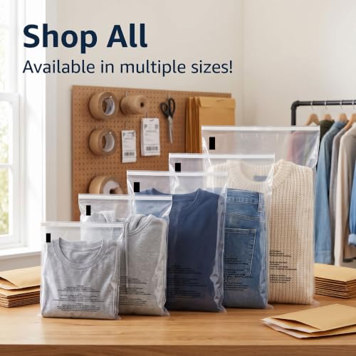12 x 15 Inch Self Seal Clear Poly Bags 500 Count with Suffocation Warning - Bulk Shipping & Packaging Bags