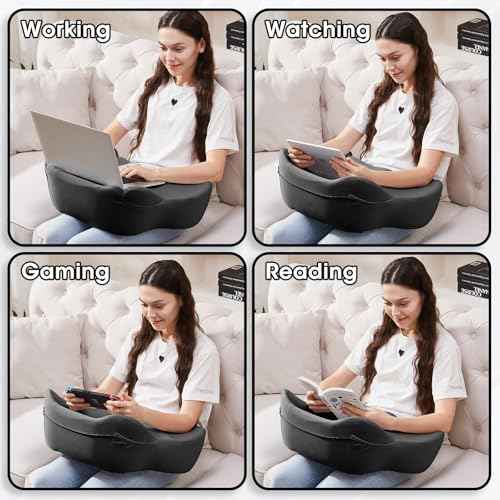 Lap Desk, Reading Pillow, Laptop Pillow for Lap, Portlands Portable Desk Pad for Bed, Couch, Car (Black)