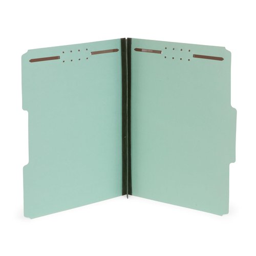 Blue Summit Pressboard File Folders, 2 inch Expansion Pressboard Folders Letter Size, Pressboard Folders with Fasteners, Gray/Green – 25 Pack