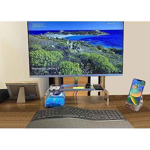 Acrylic Monitor Stand Riser Anti-Cat Laptop Cover Protector, Crystal Clear Laptop Stand, 16 inch Computer Monitor Riser for Home Office