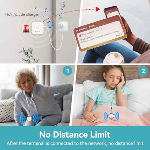 Retekess TH011 WiFi Rechargeable Caregiver Pager,Life Alert System for Seniors,Low Battery Reminder,1 Receiver 2 Emergency Call Button at Home for Patient,Disabled,Elderly