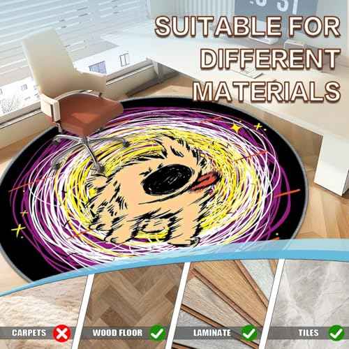 Office Short Pile Chair Mat, Non-Slip Noise-Reducing Desk and Chair Rug, 47 Inch Round Mat, Office¡¢Study Decorative Rug for Wood Floors, Laminate and Ceramic Tiles(Puppy)