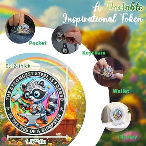 CHURYUML 5Pcs This Little Light of Mine Dumpster Fire Coin Set - Funny Dumpster Fire Gifts, Hilarious Novelty Pocket Token Inspirational Office Gifts for Coworkers Colleagues Staff Women Men