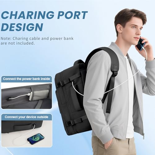 Travel Backpack for Men Women, Personal Item Travel Bag with Multi-Pockets, Airline Approved Carry on Backpack Fits 16inch Laptop, Waterproof Casual Backpack for College,Travel, Work