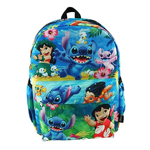 Lilo And Stitch Deluxe Oversize Print Large 16" Backpack with Laptop Compartment - A19563 Multi-color