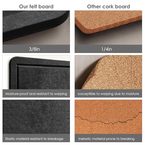 Black Felt Bulletin Board 23.6 x 17.7 Inches for Home & Office, Foldable & Frameless
